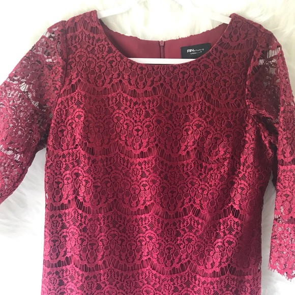 RN Studio Formal Lace Burgundy Dress - Picture 2 of 7